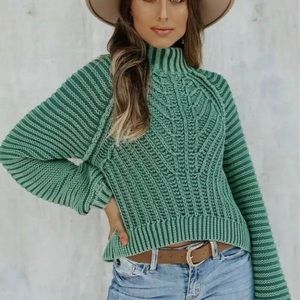 Free People Sweetheart sweater sz XS Green Botany